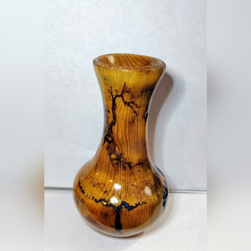 Fractal Burned Wooden Vase Designed by Beetle Burnt